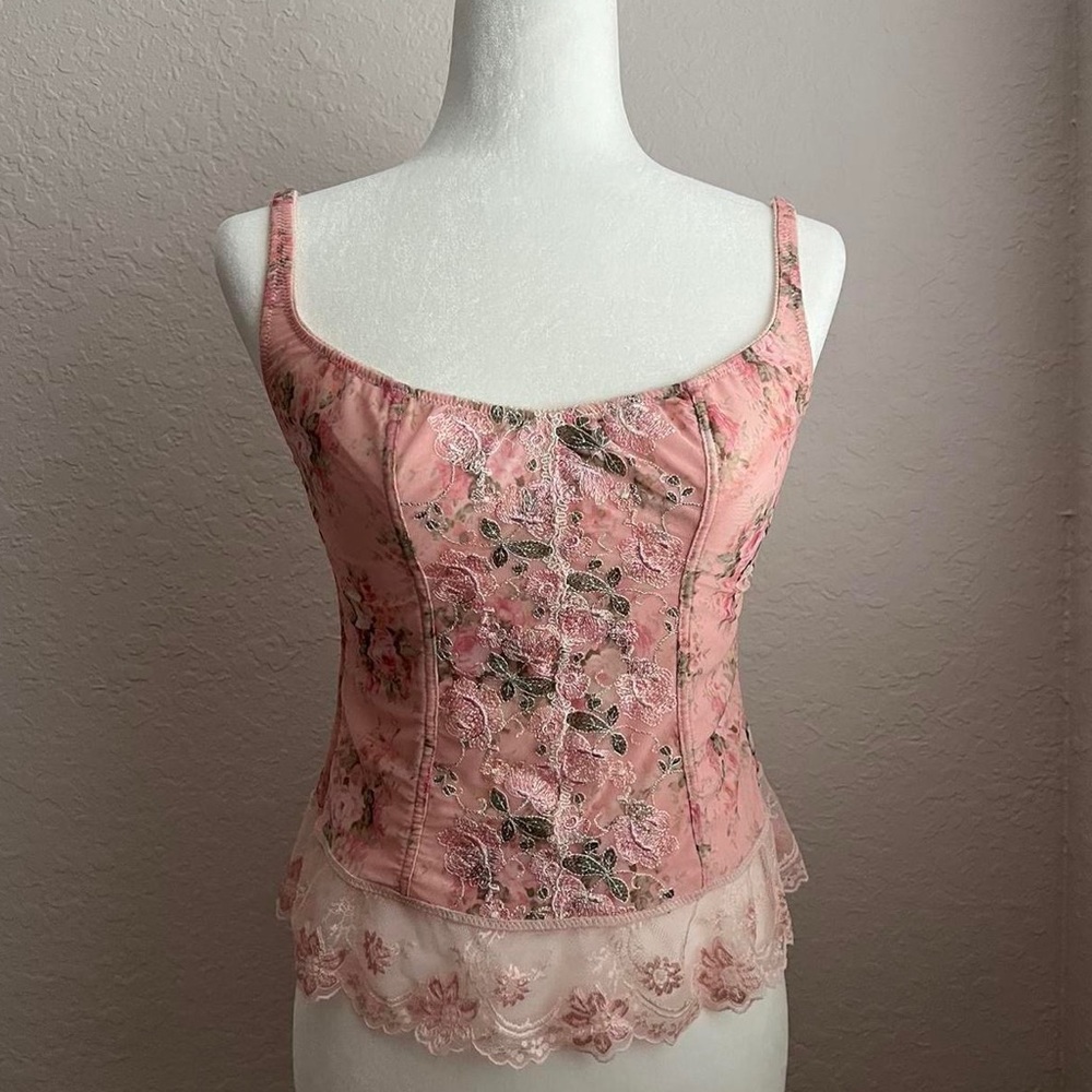 Vintage Italian Pink Garden Mesh Top
